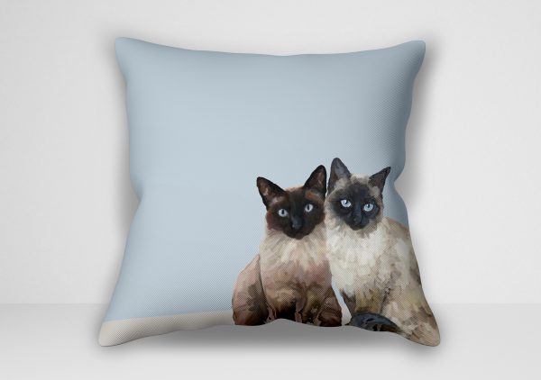 "کوسن گربه – طرح Feline Friends Siamese Cat Duo Framed اثر کتی والترز | کاور کوسن گربه سیامی دوتایی قاب‌شده"