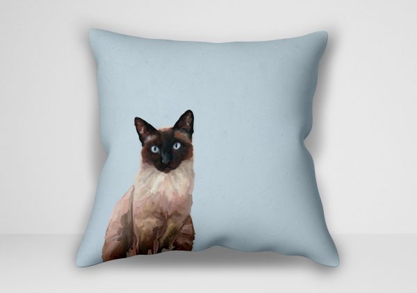 "کوسن گربه – طرح Feline Friends Siamese Cat Framed اثر کتی والترز | کاور کوسن گربه سیامی قاب‌شده"
