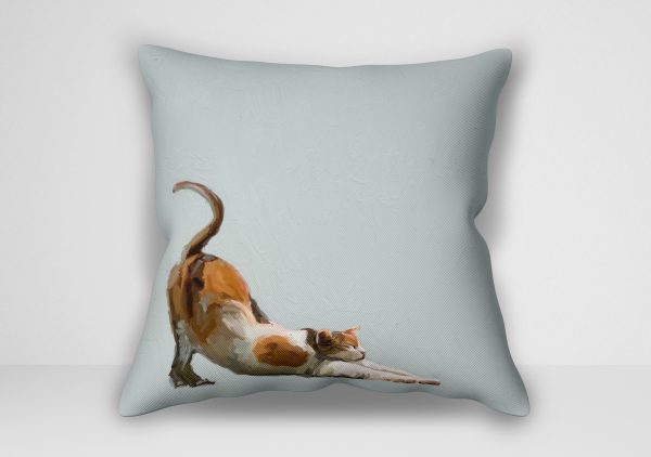 "کوسن گربه – طرح Feline Friends Stretchy Calico Framed اثر کتی والترز | کاور کوسن گربه کالیکو کشسان قاب‌شده"