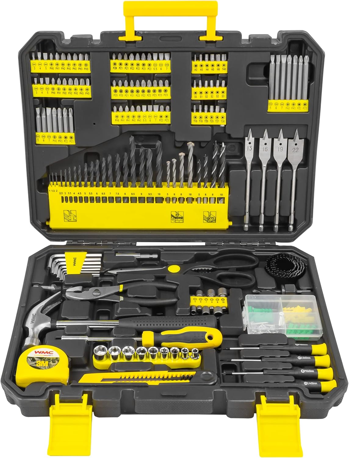 جعبه ابزار ۲۰۱ پارچه WMC مدل 201PCS اورجینال با کیف پلاستیکی مقاوم و مجموعه کامل ابزار فلز، چوب و تعمیرات خانگی