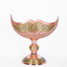 کشکول مس و خاتم قلم‌کاری‌شده دست‌ساز ایرانی با طرح سنتی برای پذیرایی و دکور