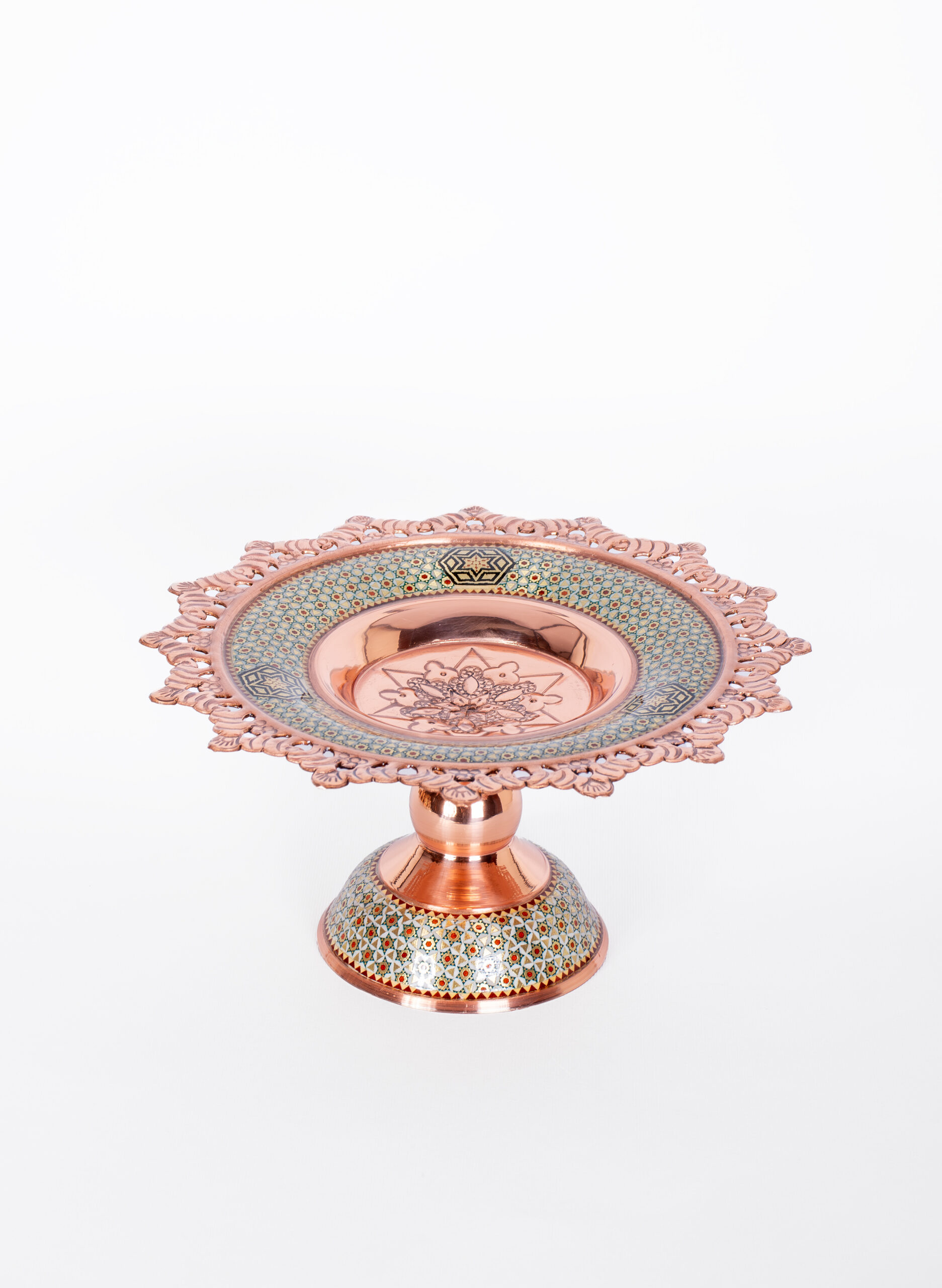 شیرینی خوری شبکه ای مس و خاتم شیرینی خوری شبکه ای مس و خاتم