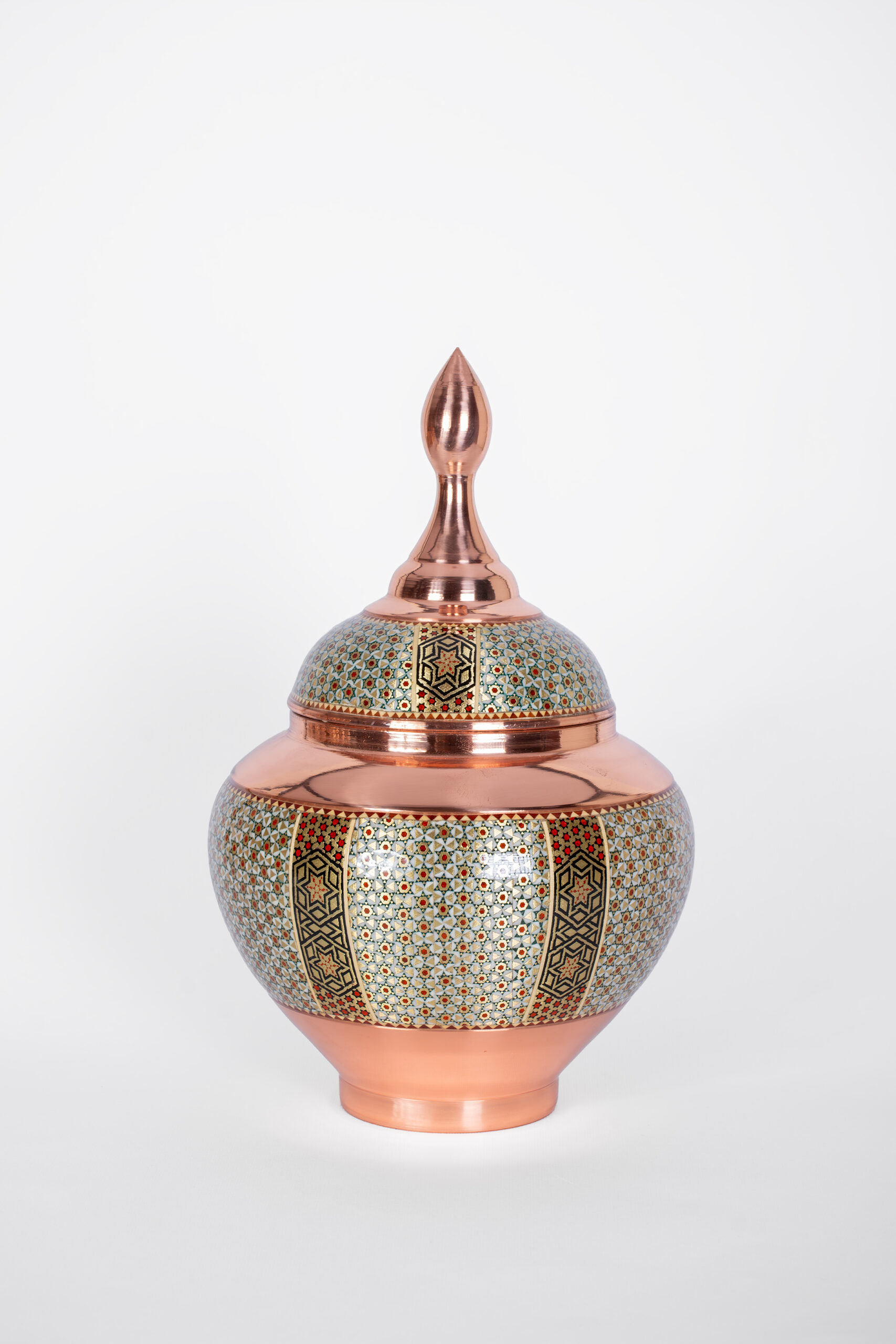 ظرف قند مسی خاتم‌کاری مناسب پذیرایی یا هدیه