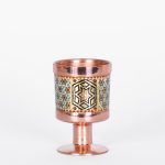 جام سنتی مینیاتوری مسی با خاتم‌کاری دست‌ساز