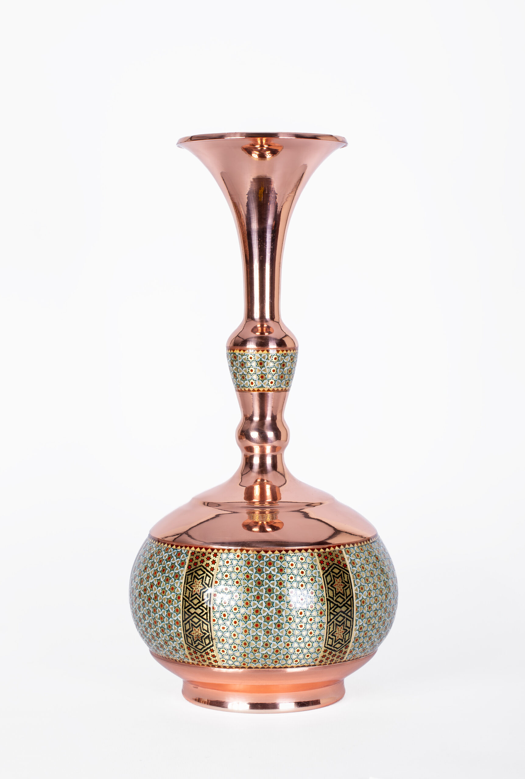 گلدان دالبری مس و خاتم با طراحی سنتی