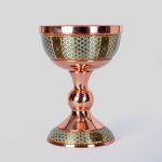 سنگاب مسی با خاتم‌کاری ظریف روی بدنه