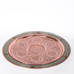 سینی شربت‌خوری مس و خاتم با کف قلم‌کاری دست‌ساز