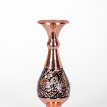 گلدان صراحی مس و الماس تراش و نقره کوب