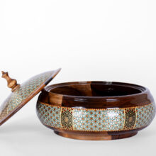 ظرف چوبی خاتم‌کاری برای پذیرایی