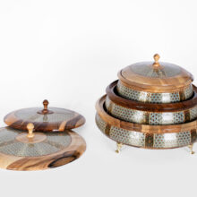 ظرف سرو گز و شکلات خاتم‌کاری شد کار دست