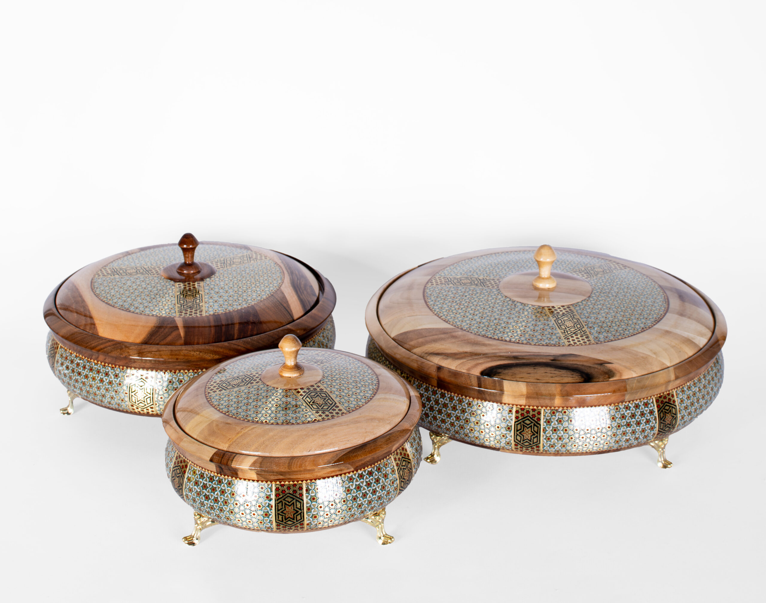 ظرف سرو گز و شکلات خاتم‌کاری شده