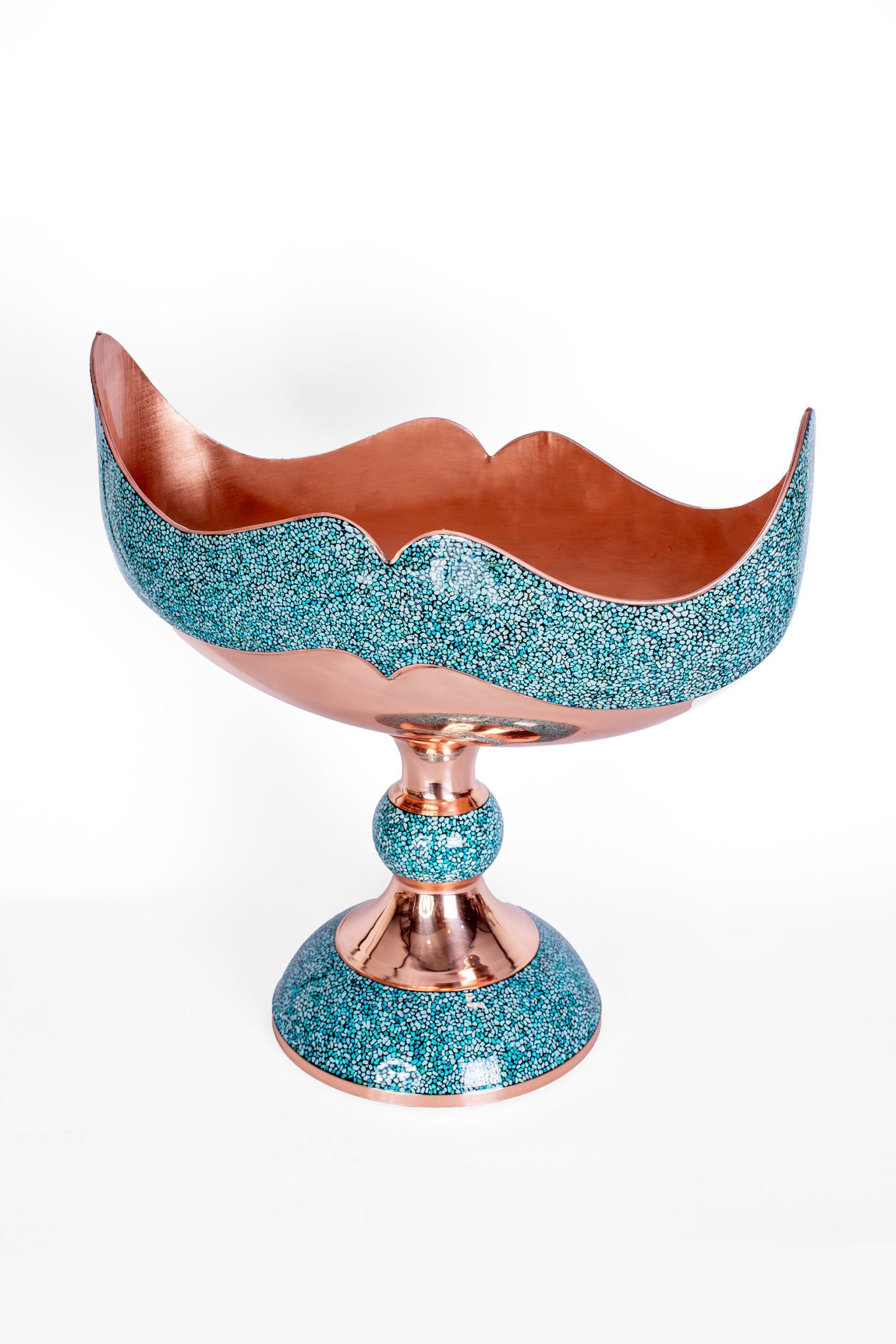 ظرف کشکول تزئینی با هنر فیروزهکوبی ایرانی