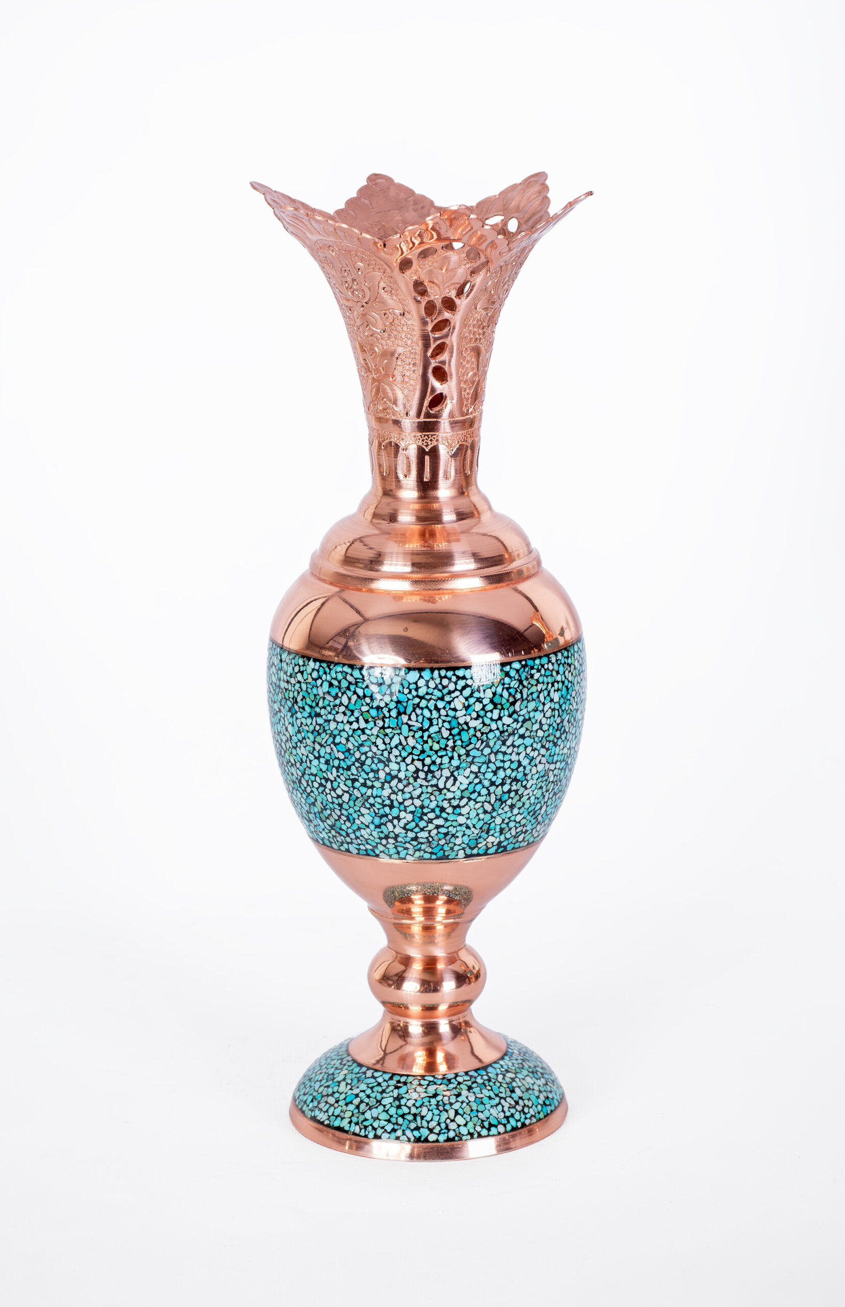 تصویر سنبلدان فیروزه‌کوب مسی دست‌ساز