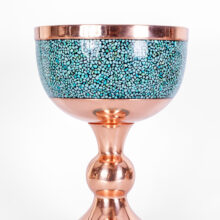 سنگاب فیروزه‌کوبی با بدنه مسی و سنگ‌های فیروزه نیشابور