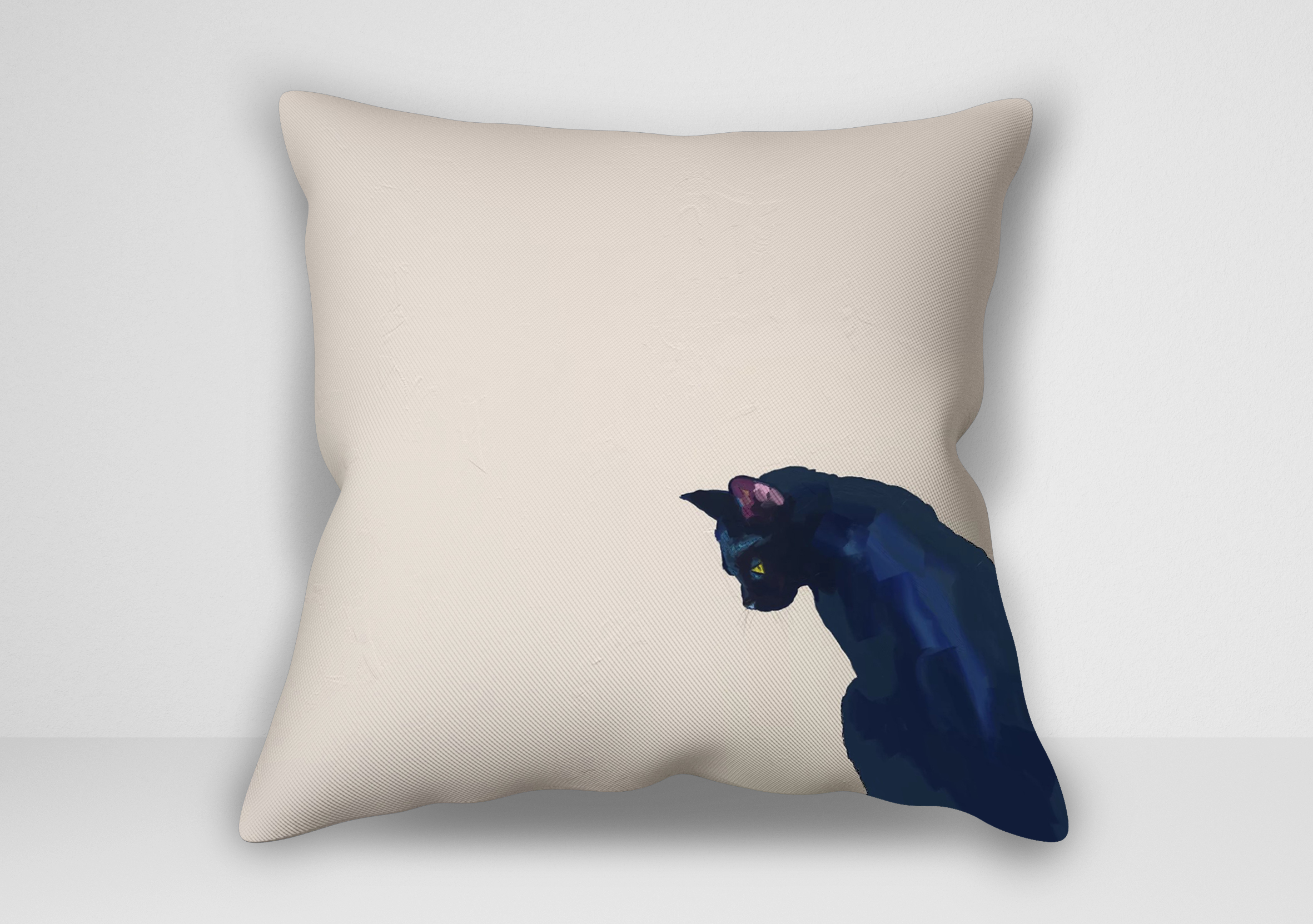 “کوسن گربه – طرح Feline Friends Black Cat Framed اثر کتی والترز | کاور کوسن گربه سیاه قاب‌شده”