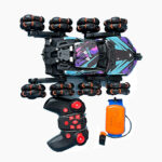 ماشین ۸ چرخ کنترل مچی دودزا مدل 2330/1 با بدنه فلزی، چرخ‌های Mecanum و نورپردازی رنگی